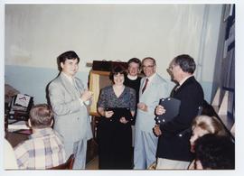 Dialogue, Med school, Bishop Hearn in gray suit 2nd from right [Terry Hayes, Bishop Hearn]