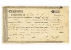 Department of Brazos Public Dues receipt for payment on land