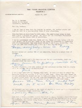 Correspondence Between EW Bertner and Susan Barnett About the Texas Medical Center