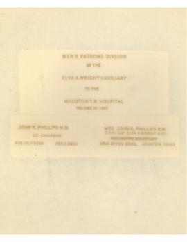 Men's Patrons Division of the Elva A. Wright Auxiliary to the Houston TB Hospital, Volume III