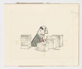 Illustration, p.6: “Man with stacks of paper” drawing by Joseph F. Schwarting