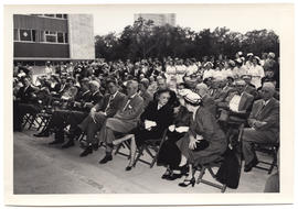 Julia Bertner, Hugh Roy Cullen, and others at a ceremony for the M. D. Anderson Hospital for Canc...