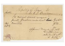 Bill for medical services provided to infantryman for Republic of Texas