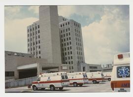 Rear view of Jefferson Davis Hospital and ambulance bay