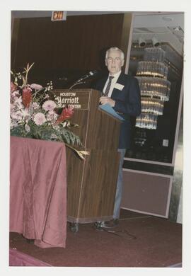 Dr. L. Stanley James speaks at Dr. Desmond's retirement party