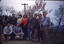 Onomichi cherry blossom [but it's a picture of a group of people]