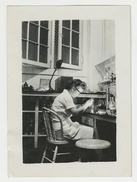 Murdina MacFarqurah Desmond working in a laboratory at George Washington University