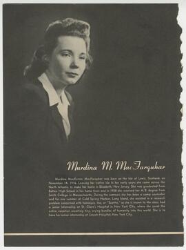 Torn yearbook page about Murdina M. MacFarquhar